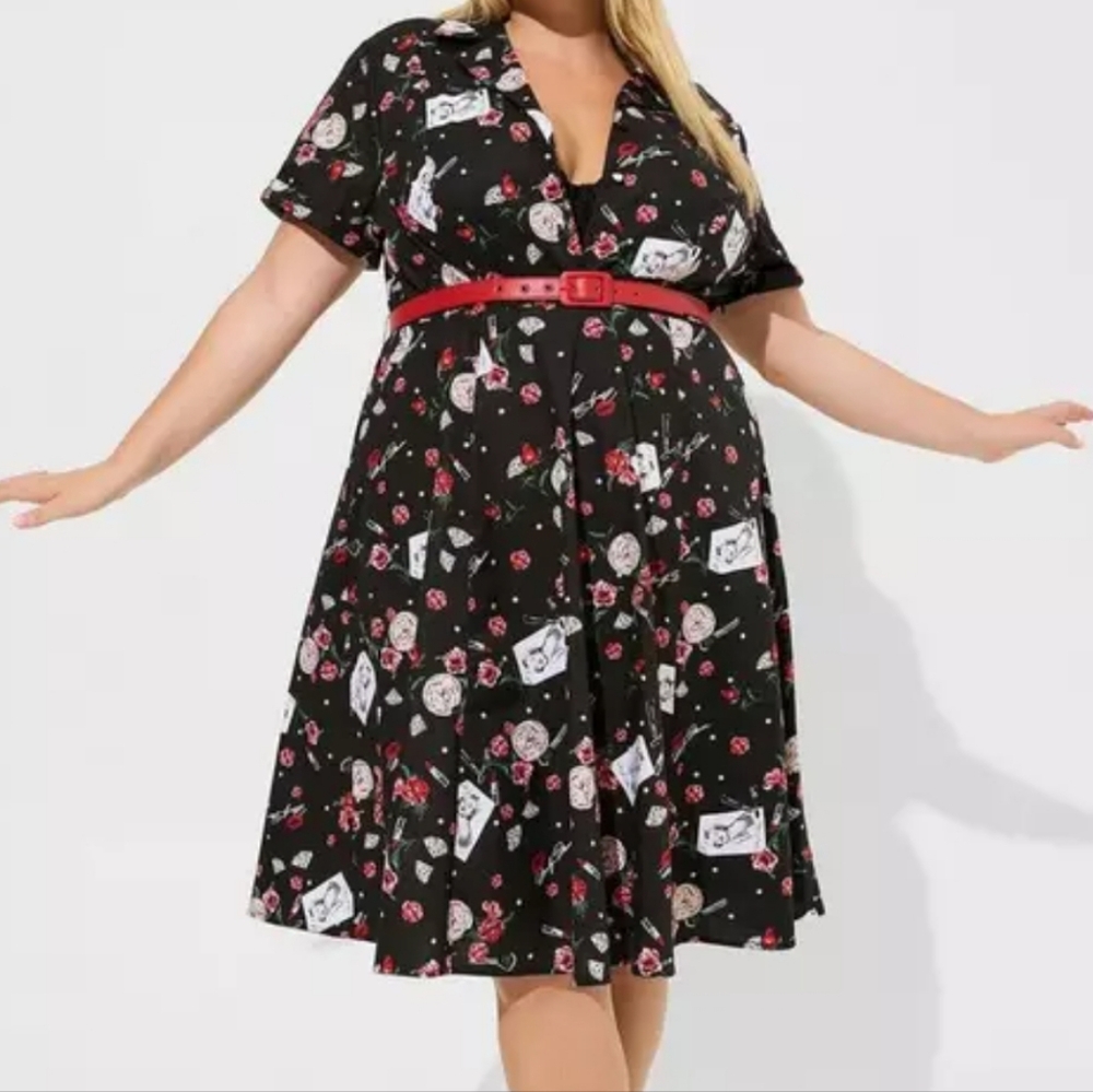 TORRID Marilyn Monroe Midi Retro Dress with Red Belt 20 NWT